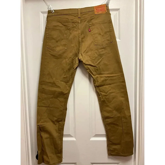 Levi's 513 Slim Straight Khaki Tan Jeans Casual Everyday Denim W33 L32 - Picture 2 of 6